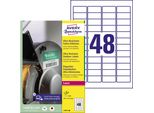 Avery Zweckform Etichette Ultraresistenti - Polietilene (Pe) - Opaco - Adesivo Permanente - Bianco - 45,7 X 21,2 Mm 1920 Etichette (40 Fogli X 48) Etichetta (L7911-40)