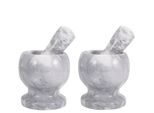 Set Di 2 Mortai In Marmo Con Pestello - Solido Mortaio Per Spezie Per La Cucina - Macina Erbe In Granito Grigio Chiaro - Macina Spezie In Pietra Per Erbe E Spezie - Frantuma Compresse - Mortaio Per Compresse
