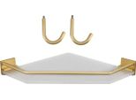 Scaffale D'angolo Montato A Parete In Acrilico Punch Free Scaffale Galleggiante Montato A Parete Bagno Cucina Storage Rack Oro Con Gancio
