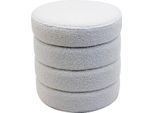 Rebecca Mobili Sgabello Uxi 40X37X37 Tessuto Poliestere Mdf Bianco Moderno