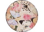Sottobicchiere Clayre & Eef Ø 16 Cm Farfalle In Ceramica Beige