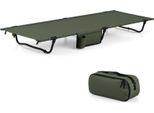 Lettino Da Campeggio Costway 193 X 70 Cm, Lettino Da Campeggio Ultraleggero Con Tasca Laterale, Letto Pieghevole Portatile, Lettino Da Campeggio 150 Kg Di Portata Verde