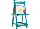 Lavagna Per Bambini Bifacciale Costway, Cavalletto Pieghevole Regolabile In Altezza Con Lavagna Bianca, Lavagna Magnetica, Rotolo Di Carta, Lavagna Per Bambini 3+ Verde