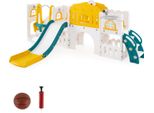 Scivolo Per Bambini Costway Con Struttura Per Arrampicata, Altalena, Canestro Da Basket E Volante Telescopico, Set Di Scivoli, Scivolo, Parco Giochi Per Bambini 1+ (Verde + Giallo)