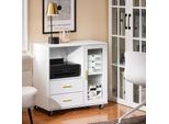 Sobuy ASK09-W Credenza Su Rotelle Carrello Da Cucina Armadio Per Microonde Armadio Da Cucina Carrello Portaoggetti Bianco Wd Ca. 75X76X40Cm