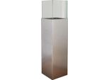 Vivanno Lanterna In Alluminio Composito Candela Rettangolare, Argento Metallizzato Lucido - 25X25X100 Cm