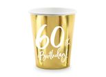 Bicchieri Di Carta 60° Compleanno Oro 6Pz/220Ml