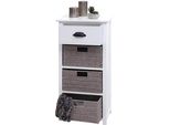 Cassettiera HWC-K84 Con Cestoni, Mobile Cassettiera, Legno 83X40X29Cm ~ Bianco, Cestoni Grigio