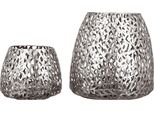 Casablanca Windlicht, "Purley"", Metall, Silberfarben, , H. 11 Cm, D. 14 Cm 54956"