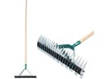 Rastrello Per Prato Strend Pro R151.WH, 11/21 Denti, Aeratore Per Erbacce, Verticut, Manico In Legno