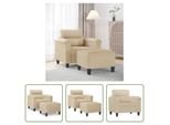 The Living Store Poltrona Con Poggiapiedi Crema 60 Cm In Tessuto Microfibra
