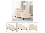 The Living Store Poltrona Con Poggiapiedi Beige 60 Cm Tessuto In Microfibra