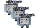 Jayseuw 3X Presa Da Esterno Presa Da Giardino Presa Da Esterno IP66 16A Impermeabile Antipolvere Presa Da Parete 2 Fori Con Interruttore