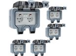 Jayseuw 5X Presa Da Esterno Presa Da Giardino Presa Da Esterno IP66 16A Impermeabile Antipolvere Presa Da Parete 2 Fori Con Interruttore