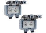 Jayseuw 2X Presa Da Esterno Presa Da Giardino Presa Da Esterno IP66 16A Impermeabile Antipolvere Presa Da Parete 2 Fori Con Interruttore