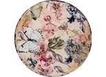 Sottobicchiere Clayre & Eef Ø 16 Cm Farfalle In Ceramica Beige