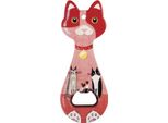 Clayre & Eef Apribottiglie Gatto 5X14 Cm In Ceramica Rossa