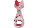 Clayre & Eef Apribottiglie Gatto 5X14 Cm Ceramica Rosa