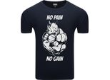 T-Shirt Da Uomo Con Stampa Di Appassionati Di Fitness No Pain, No Gain Blu Scuro Taglia S