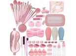Set Regalo Tutto In Uno Per Donne, Set Per Il Trucco Con 33 Strumenti Di Bellezza E Accessori Per La Cura Dei Capelli, Rosa - Womgifthair