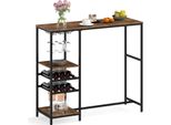 Tavolo Da Bar Costway, Bancone Da Cucina Con Vani Portaoggetti, Portabottiglie, Struttura In Metallo E Portabicchieri, Bancone Da Bar, Bar Della Casa, Tavolo Da Cucina 121X41X105,5 Cm Bancone Da Bar