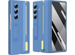 Custodia Per Samsung Galaxy Z Fold 7, Con Slot Per Stilo E Penna, Con Protezione Dello Schermo, Supporto E Protezione Della Cerniera Integrati Blu