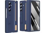 Custodia Per Samsung Galaxy Z Fold 7, Con Slot Per Stilo E Penna, Con Protezione Dello Schermo Integrata, Supporto E Protezione Della Cerniera Blu Scuro