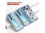 Custodia Per Samsung Galaxy Z Fold 7 Custodia Galvanizzata Trasparente Con Supporto Per Penna E Stilo, Protezione Dello Schermo E Supporto Blu