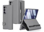 Custodia Per Samsung Galaxy Z Fold 7, Custodia Pieghevole In Pelle Con Protezione Dello Schermo, Porta Carte, Supporto E Porta Stilo Grigio