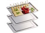 Set Di 3 Vassoi Per Alimenti In Acciaio Inox Lucido