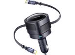 Baseus Enjoyment Max Car Charger With USB-C+USB-C Cables 60W Black