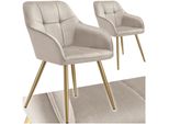 Tectake® Esszimmerstuhl, Gepolstert, In Samtoptik, Gesteppt, Schlanke, Goldene Stahlbeine, 58 X 62 X 82 Cm