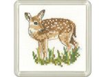 Set Per Punto Croce Heritage Aida "Fawn (A)"", Schema Contato, CFFN1171-A, Sottobicchiere 7,5X7,5Cm"