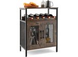 Costway Mobile Da Vino Vintage Con Portabottiglie Estraibile E Portabicchieri Integrato, Cassettiera In Legno, Credenza 60 X 34 X 79 Cm