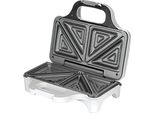 Mpm MOP-34 Sandwich Maker Per 2 Panini, 4 Triangoli Di Panini, Piastre Antiaderenti, Termostato Bianco