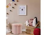 Rebecca Mobili Sgabello Hermal 40X40X40 Tessuto Poliestere Mdf Rosa Moderno