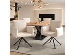 Sedie Da Pranzo Flieks (4 Pezzi), Poltrona Girevole A 360°, Sedia Imbottita In Lino, Sedia Da Pranzo Con 4 Gambe In Metallo, Materiale Traspirante, Beige