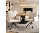 Sedie Da Pranzo Flieks (6 Pezzi), Poltrona Girevole A 360°, Sedia Imbottita In Lino, Sedia Da Pranzo Con 4 Gambe In Metallo, Materiale Traspirante, Beige