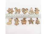 100Pcs Mix Legno Albero Di Natale Ornamenti Mini Babbo Natale Snowman Moose Fiocchi Di Neve Pendenti