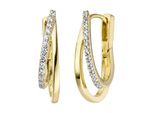 Paar Creolen Jobo, Gelb (Gelbgold 375), Ohrringe, Damen, Gelbgold 375, 375 Gold Bicolor Mit 26 Zirkonia