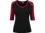 Urban Classics Donna - 3/4 Raglan Manica Lunga Schwarz Rubin