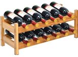 Costway Portabottiglie In Bambù A 2 Livelli, Portabottiglie Per 8/12 Bottiglie, Portabottiglie Portabottiglie Per Cucina, Dispensa, Bar E Cantina (12 Bottiglie)