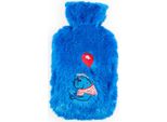 Biggdesign Mr.Allright Man Bottiglia D'acqua Calda Con Rivestimento In Morbido Peluche Lavabile, Bottiglia Da Letto Per Bambini E Adulti, Bottiglia D'acqua Calda Per Dolori Alla Schiena E Allo Stomaco, Bottiglia D'acqua Calda, 2L, Blu
