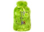 Biggdesign Bottiglia Dell'acqua Calda Per Gatti Con Coperchio Lavabile E Morbido Peluche, Bottiglia Da Letto Per Bambini E Adulti, Bottiglia Dell'acqua Calda Per Il Mal Di Schiena E Lo Stomaco, Bottiglia Dell'acqua Calda, 2L, Verde