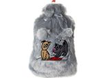 Biggdesign Bottiglia D'acqua Calda Per Cani Con Rivestimento Lavabile E In Morbido Peluche, Bottiglia Da Letto Per Bambini E Adulti, Bottiglia D'acqua Calda Per Dolori Alla Schiena E Allo Stomaco, Bottiglia D'acqua Calda, 2L, Grigio