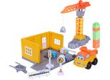 Ogi Mogi Toys Veicolo Da Cantiere Con Gru, Veicolo Da Costruzione, Cantiere Per Bambini, Cassone Ribaltabile, Stazione, Carriola, Piloni, Barriera Stradale, Giocattolo Da 3 Anni, 44 Pezzi