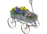 Costway Portafiori In Legno Carrello Porta Piante Carrello Porta Fiori Con Ruote In Metallo Porta Fioriera Per Giardino E Terrazzo 34X62X60Cm (Grigio)