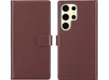 Custodia Per Samsung Galaxy S25 Ultra - Vera Pelle - Selencia Flip Flap Sleeve - Marrone Scuro