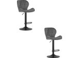 Hocker West - Velluto Grigio / Base Nera X 2