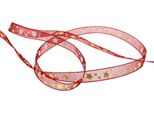 Nastro Di Organza Rosso Scuro Oro Stelle 15Mm 20M Decorazione Natale